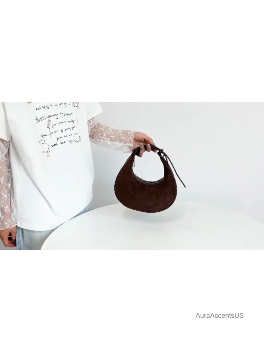 Women's Suede Leather Hobo Shoulder Crossbody Bag Adjustable Strap